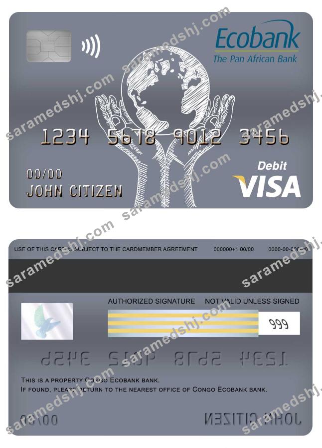 Congo Ecobank bank visa debit card